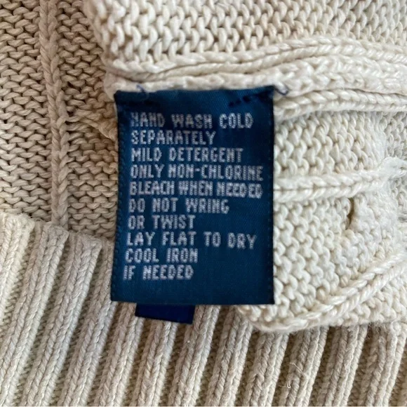 Polo by Ralph Lauren Men Cable Knit Sweater L 100% Tussah Silk V-Neck Pony Logo - Picture 10 of 11